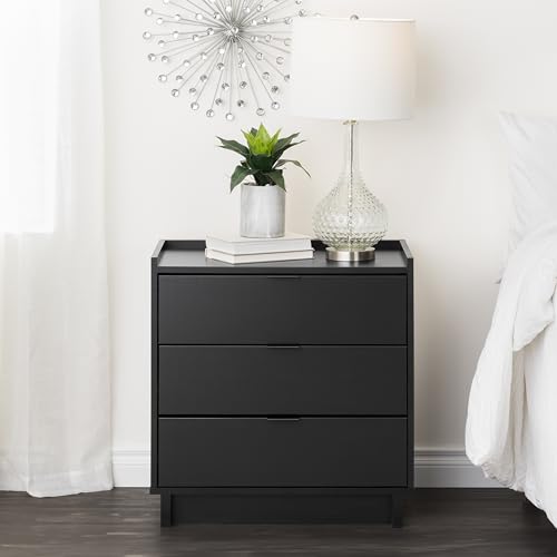 Prepac Sonoma Tall Nightstand with 3 Drawers, Black Q28004