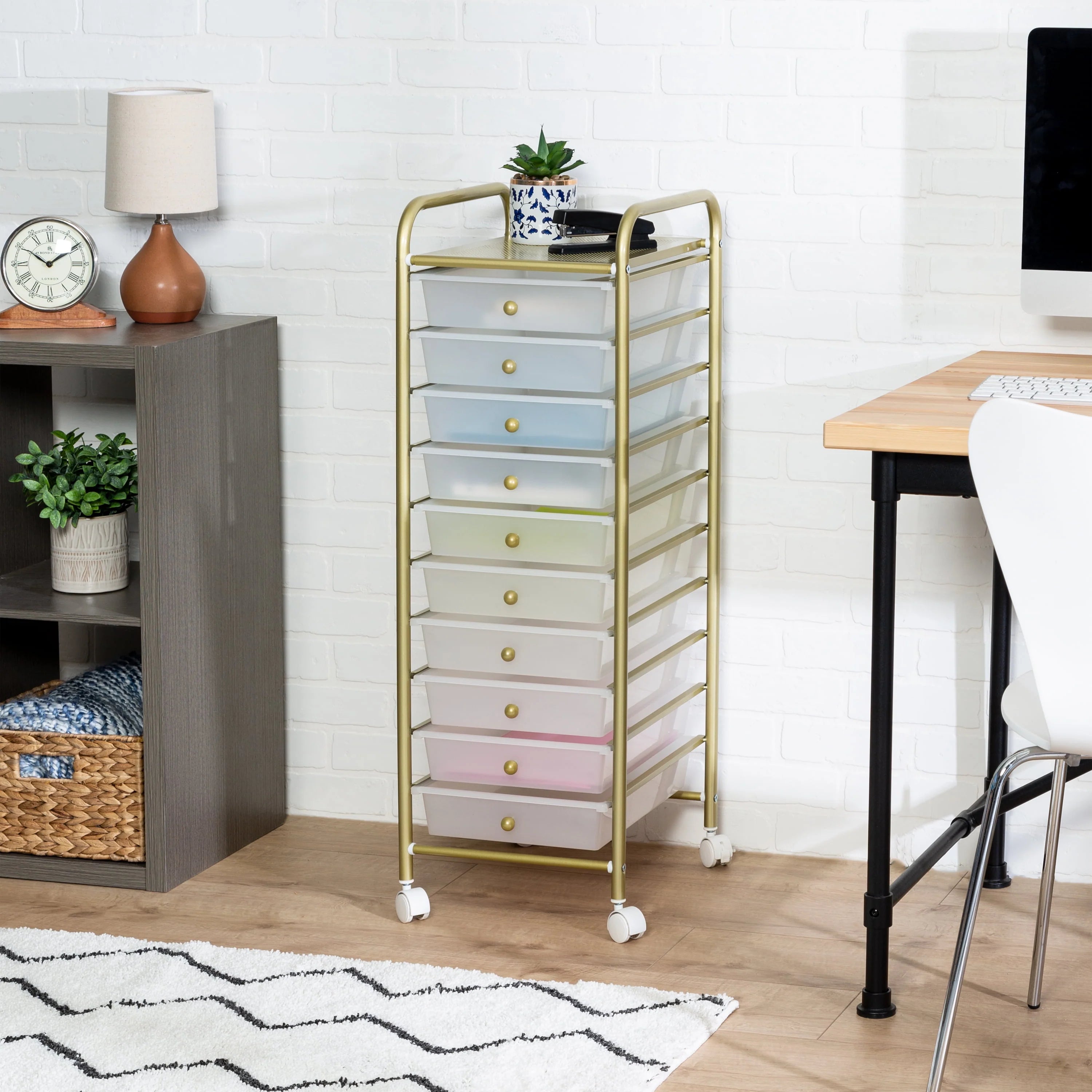 Honey-Can-Do 10-Drawer Rolling Cart, Rainbow N1365