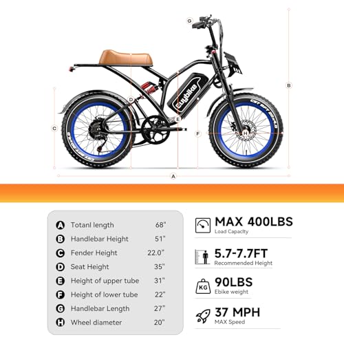 Electric Bike for Adults, 2000W Motor, 48V 25AH Battery, 20" Fat Tires S65549