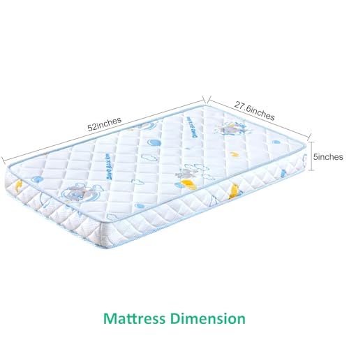 Premium Crib & Toddler Mattress, 100% Knitted Fabric, Hypoallergenic, 5" Thick, Fits Standard Cribs W252468