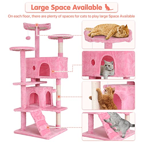 ASHY 54in Cat Tree with Scratching Post for Indoor Cats I993