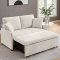 55" 3-in-1 Convertible Sleeper Sofa Bed with Adjustable Backrest - Soft Chenille Futon Couch for Living Room, Office & Apartment, Beige