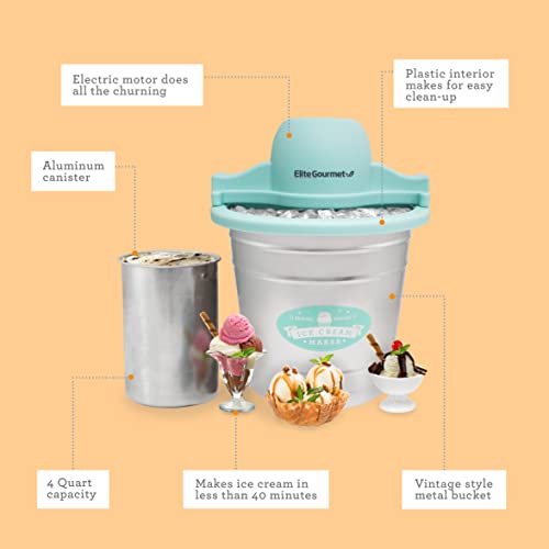 Elite Gourmet Maxi-Matic EIM-924L 4 Quart Electric Ice Cream Maker, Pine Bucket P61620
