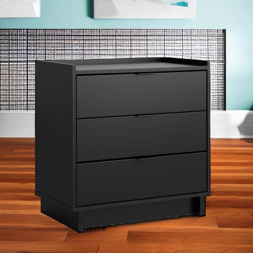Prepac Sonoma Tall Nightstand with 3 Drawers, Black Q28004