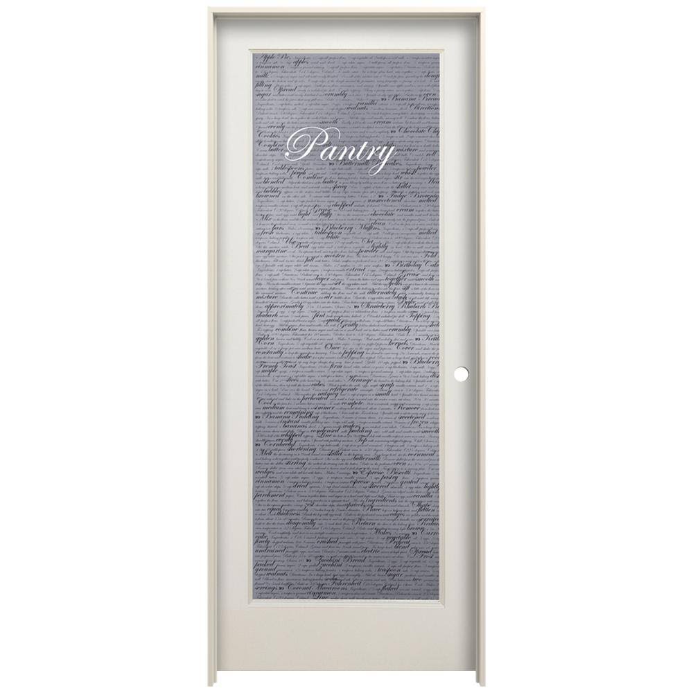 JELD-WEN 28 in. x 80 in. Left Hand Recipe Pantry Frosted Glass Primed Wood Single Prehung Interior Door