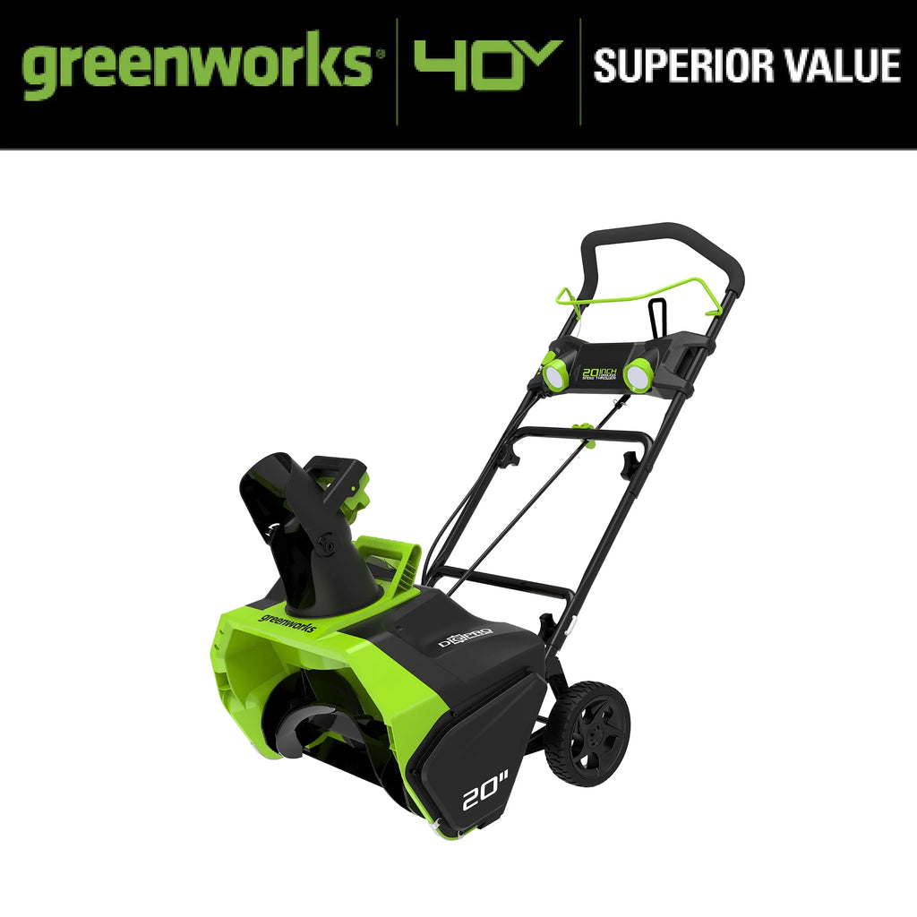 Greenworks 40V 20-inch Cordless Brushless Snow Blower with 4.0 Ah Battery and Charger W743347