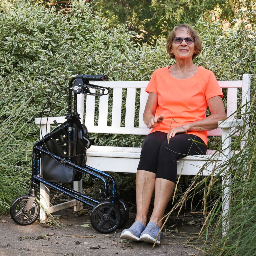 Carex Aluminium 3 Wheel Rollator Walker for Seniors, Height Adjustable Y94999