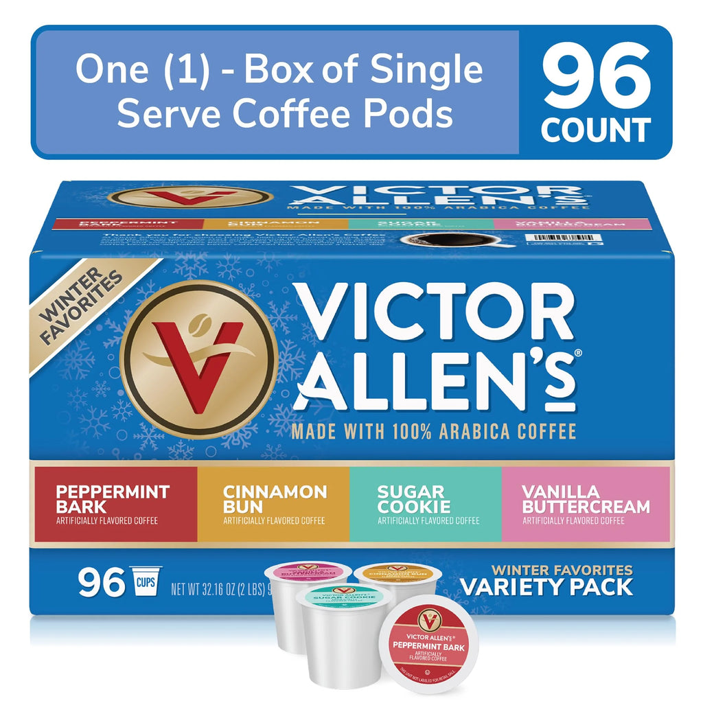 Victor Allen's Coffee Winter Wonderland Variety, 96 Count Coffee Pods for Keurig I9015