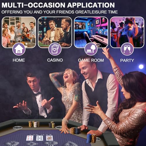 Foldable 50" Octagon Poker Table with Cup Holders L79369