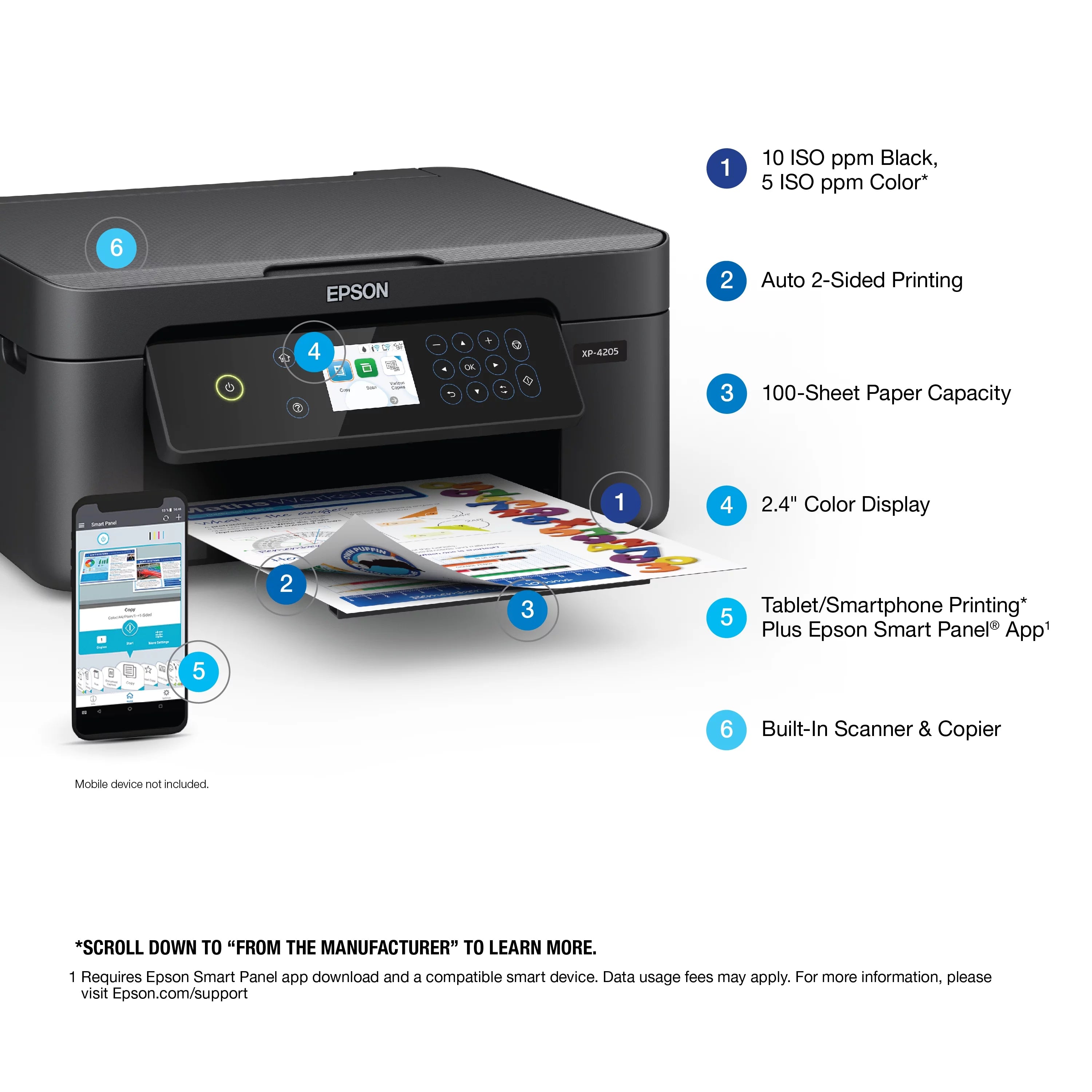 Epson Expression Home XP-4205 Wireless Color Printer with Scanner and Copier D42165