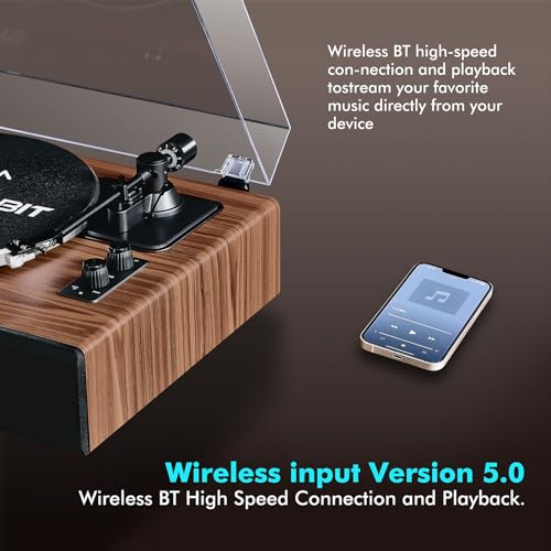 Vinyl Record Player with Bluetooth and Built-in Phono Preamp V599649