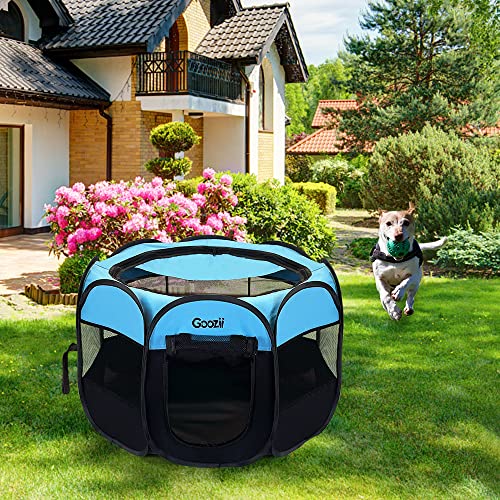 Portable Dog Playpen for Small Dogs Indoor Outdoor, Collapsible with Roof Cover, Green C304366