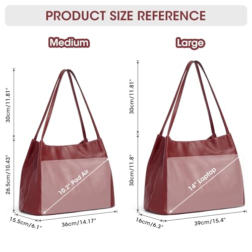 Kattee Leather Tote Bag for Women, Casual Shoulder Hobo Purse with Magnetic Snap Closure U606