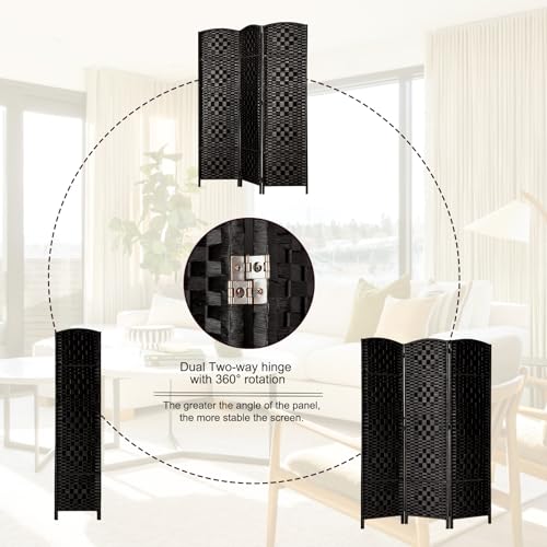 Rose Home Fashion 6 ft Tall Room Divider 4 Panel Folding Privacy Screen, Dark Coffee C8634