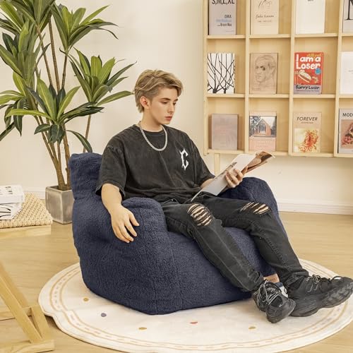 Bean Bag Chair with Filler, Tufted Soft Stuffed, Black B61630