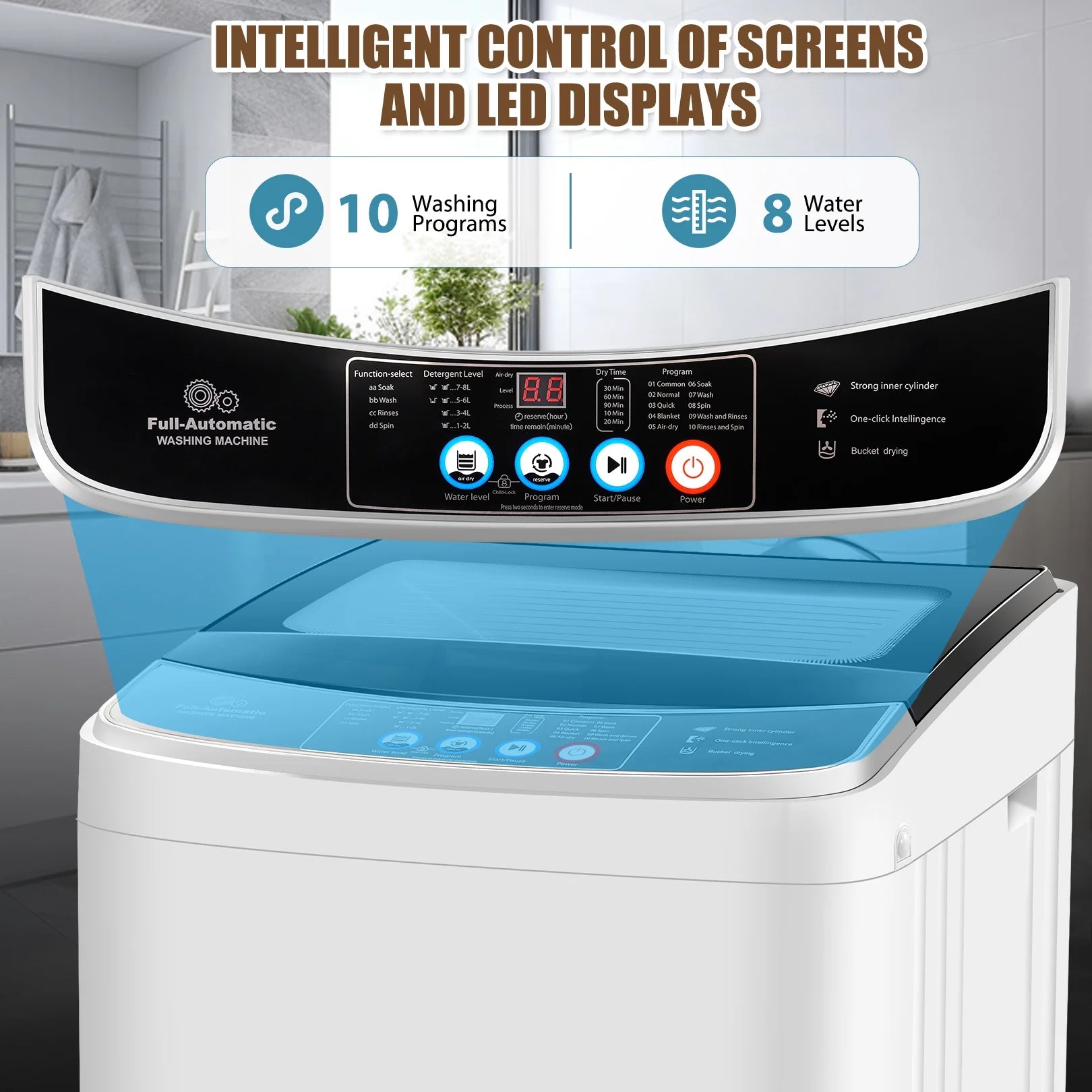 Qhomic Portable Washing Machine 17.8 lbs Compact Washer and Dryer Combo with Dump Pump X83587