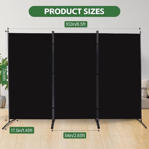 Room Divider Folding Privacy Screens, 3 Panel Portable Partition Q514484