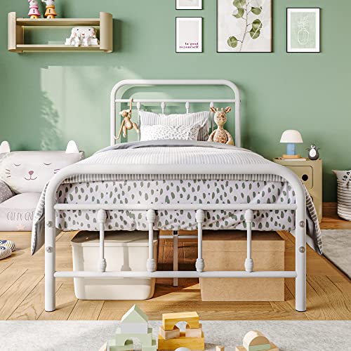Vintage Full Size Metal Bed Frame with Headboard and Footboard, Black Z946901