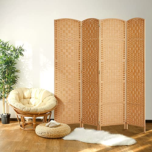 Rose Home Fashion 6 ft Tall Room Divider 4 Panel Folding Privacy Screen, Dark Coffee C8634