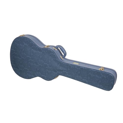 Crossrock Relief Series 335 Guitar Case for ES-335 & Semi-Hollow Electric Guitars, Carved Smoke Blue Finish S516