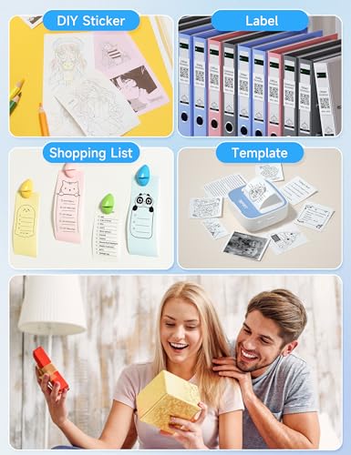iDPRT Portable Sticker Maker Machine with 1 Roll Sticker Paper, Mini Thermal Printer for Study Notes, DIY, Labels, Grey J29332