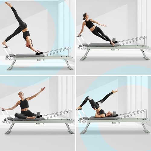 Pilates Reformer Machine for Home Workout, Foldable with Dual Resistance, 400 lbs Capacity E110