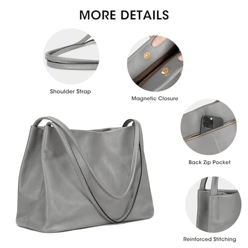 Kattee Leather Tote Bag for Women, Casual Shoulder Hobo Purse with Magnetic Snap Closure U606