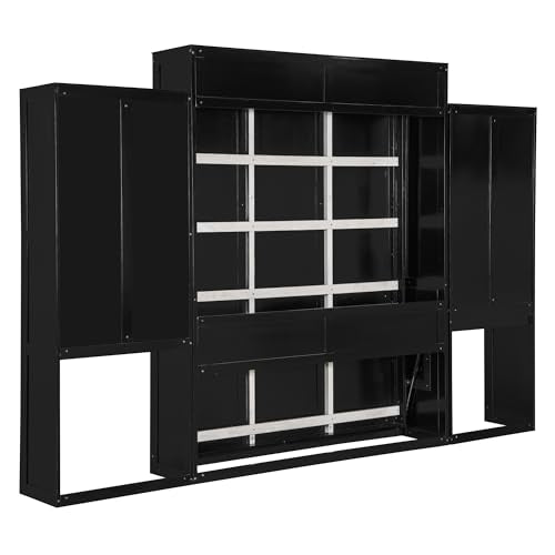 SOFTSEA Queen Murphy Bed with Desk and Storage, Espresso S562