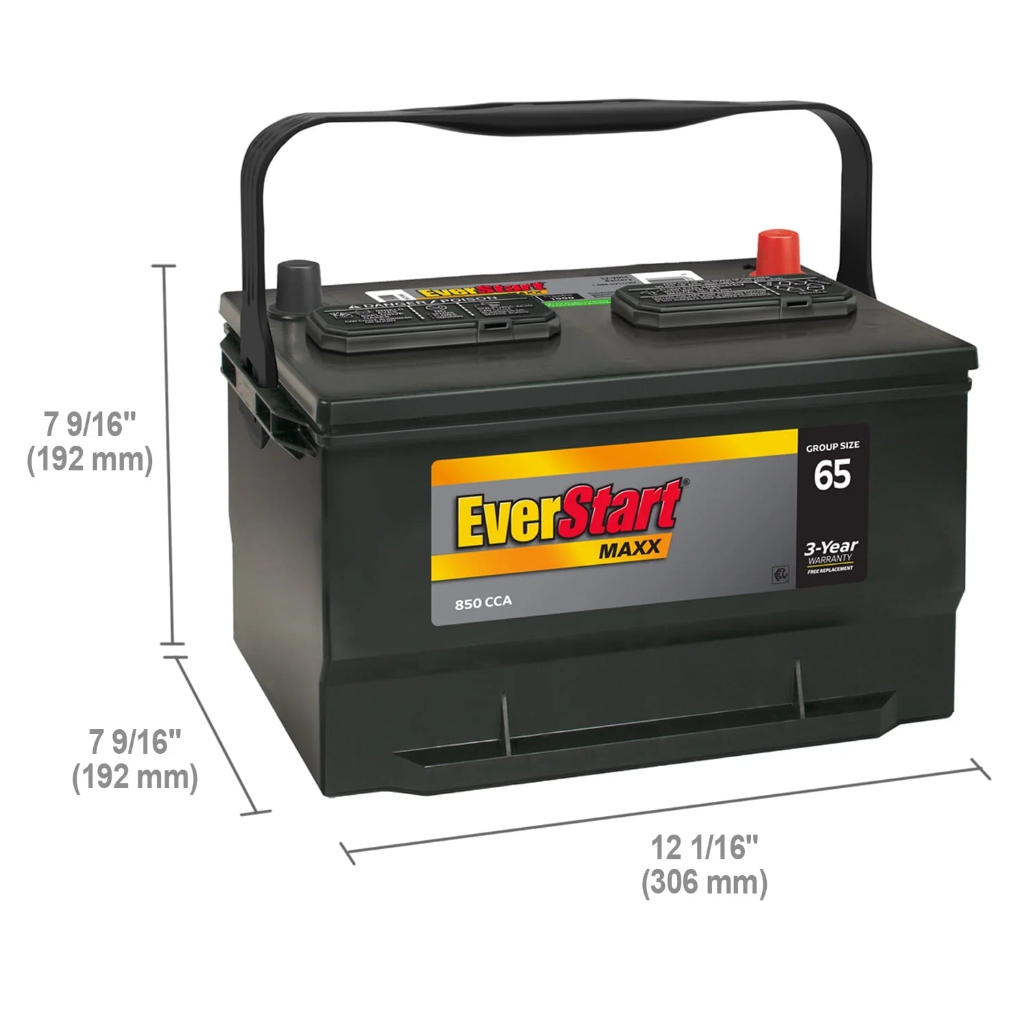 EverStart Maxx Lead Acid Automotive Battery Group Size 65 12V 850 CCA D296819