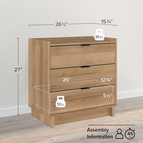 Prepac Sonoma Tall Nightstand with 3 Drawers, Black Q28004