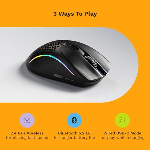 Glorious Gaming Model D 2 Wireless Ergonomic Mouse, 66g, White V612