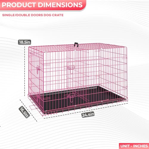 FDW Dog Crate for Large Dogs 48 Inch Folding Metal Wire Cage Double Door N1299