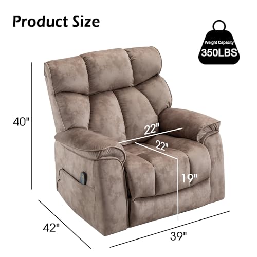 INZOY Massage Swivel Rocker Recliner with Heat and Vibration, Brown G989