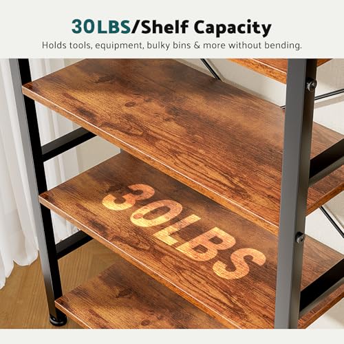 5 Tier Tall Bookcase Bookshelf Organizer Storage Unit Rustic Brown G866