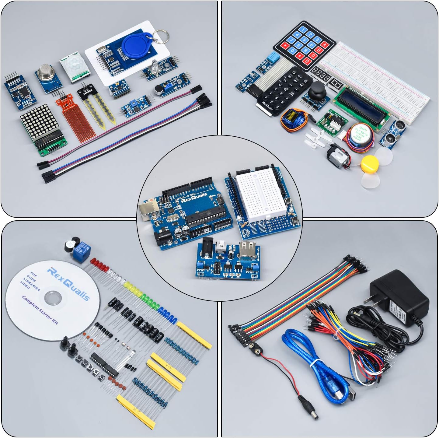 REXQualis Complete Starter Kit Based on Arduino UNO R3 with Tutorial, 67 Items, Pack of 2 F97548