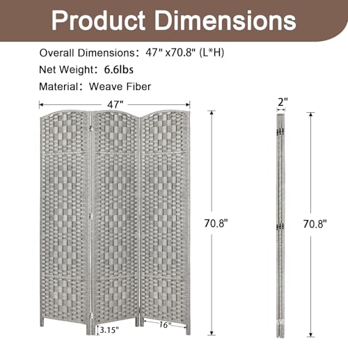 Rose Home Fashion 6 ft Tall Room Divider 4 Panel Folding Privacy Screen, Dark Coffee C8634