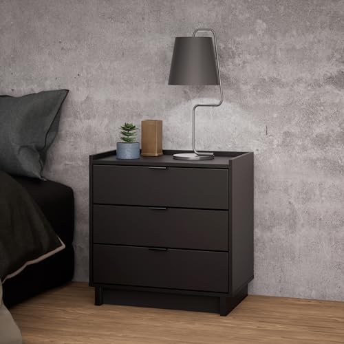 Prepac Sonoma Tall Nightstand with 3 Drawers, Black Q28004