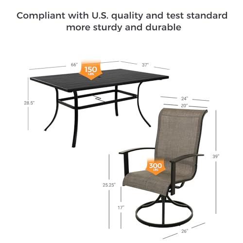 7-Piece Patio Dining Set for 6 with Swivel Chairs and Rectangular Table P2318