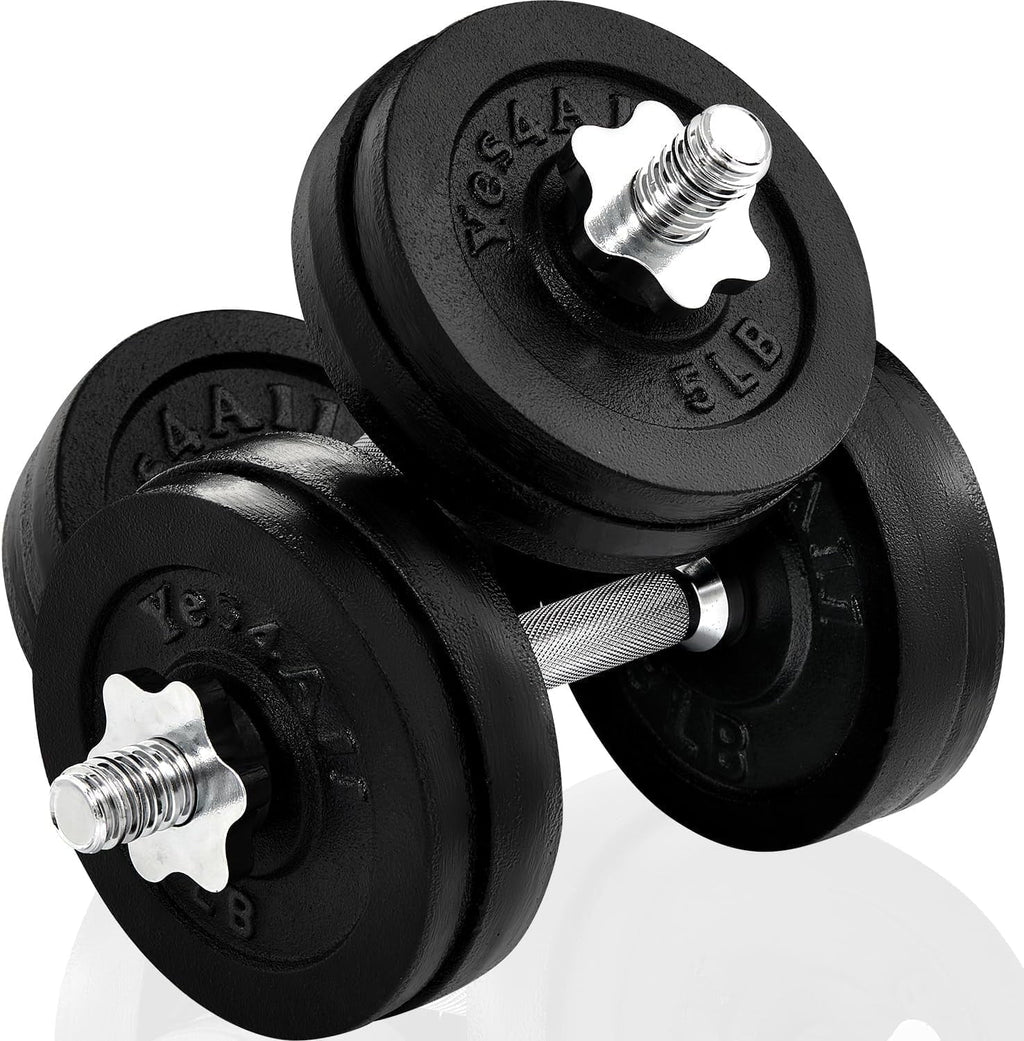 Yes4All 200 lbs Adjustable Dumbbell Set, Cast Iron Pair D6439