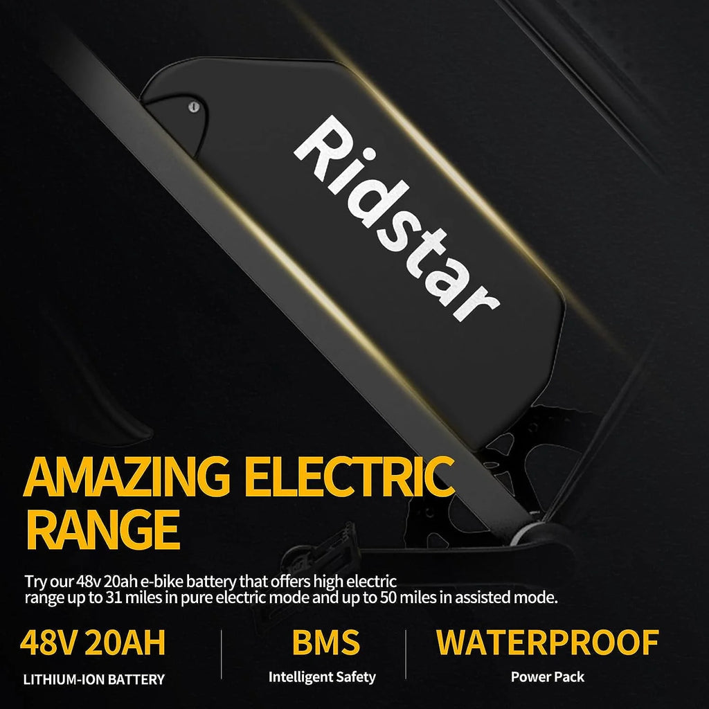 Ridstar Electric Bike for Adults, 20" Fat Tire, 1000W, Removable 48V/20Ah Battery L39664