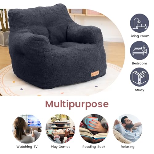 Bean Bag Chair with Filler, Tufted Soft Stuffed, Black B61630