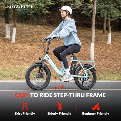 Folding Electric Bike 1000W for Adults, 20" Step-Thru Fat Tire, 7-Speed D6852