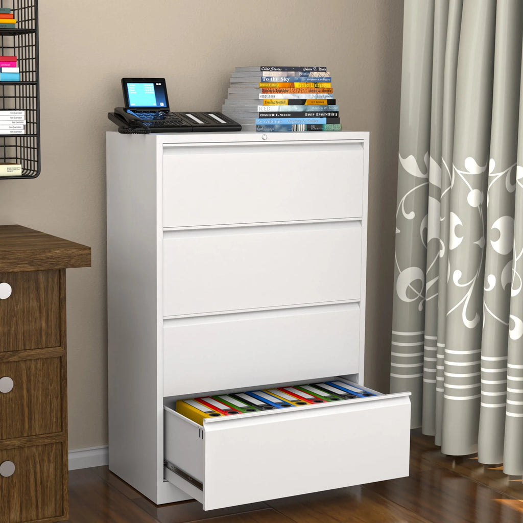 SUPEER 4 Drawer File Cabinet with Lock, Metal Vertical Storage, Black E499