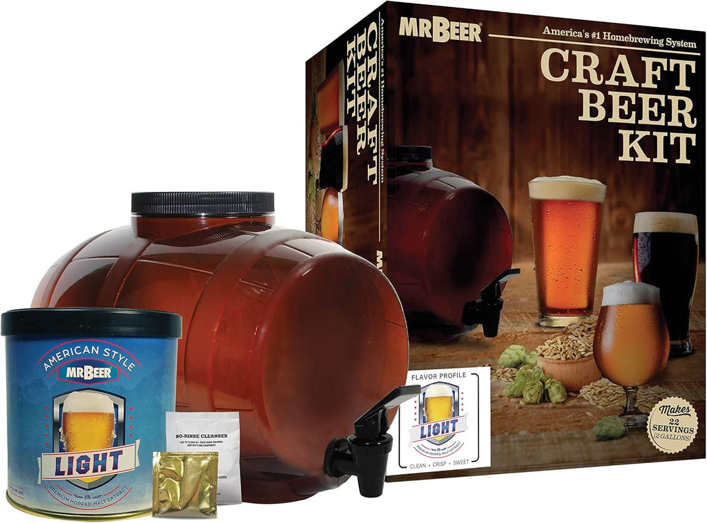 Mr. Beer Complete Beer Making 2 Gallon Starter Kit, Premium Gold Edition, Brown X8002