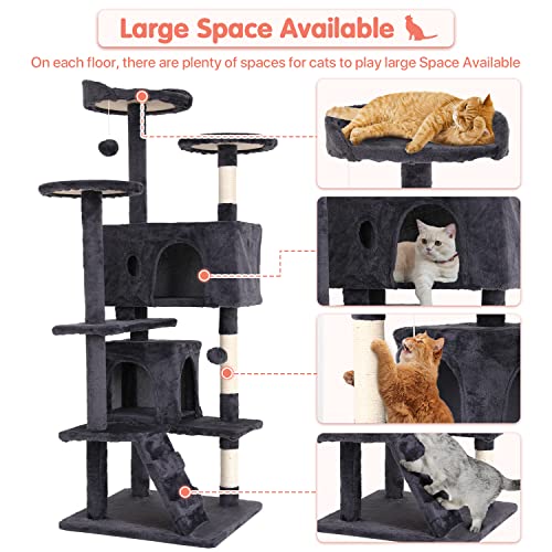 ASHY 54in Cat Tree with Scratching Post for Indoor Cats I993
