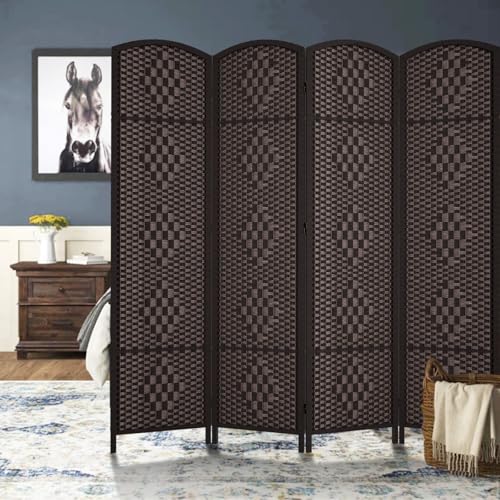 Rose Home Fashion 6 ft Tall Room Divider 4 Panel Folding Privacy Screen, Dark Coffee C8634