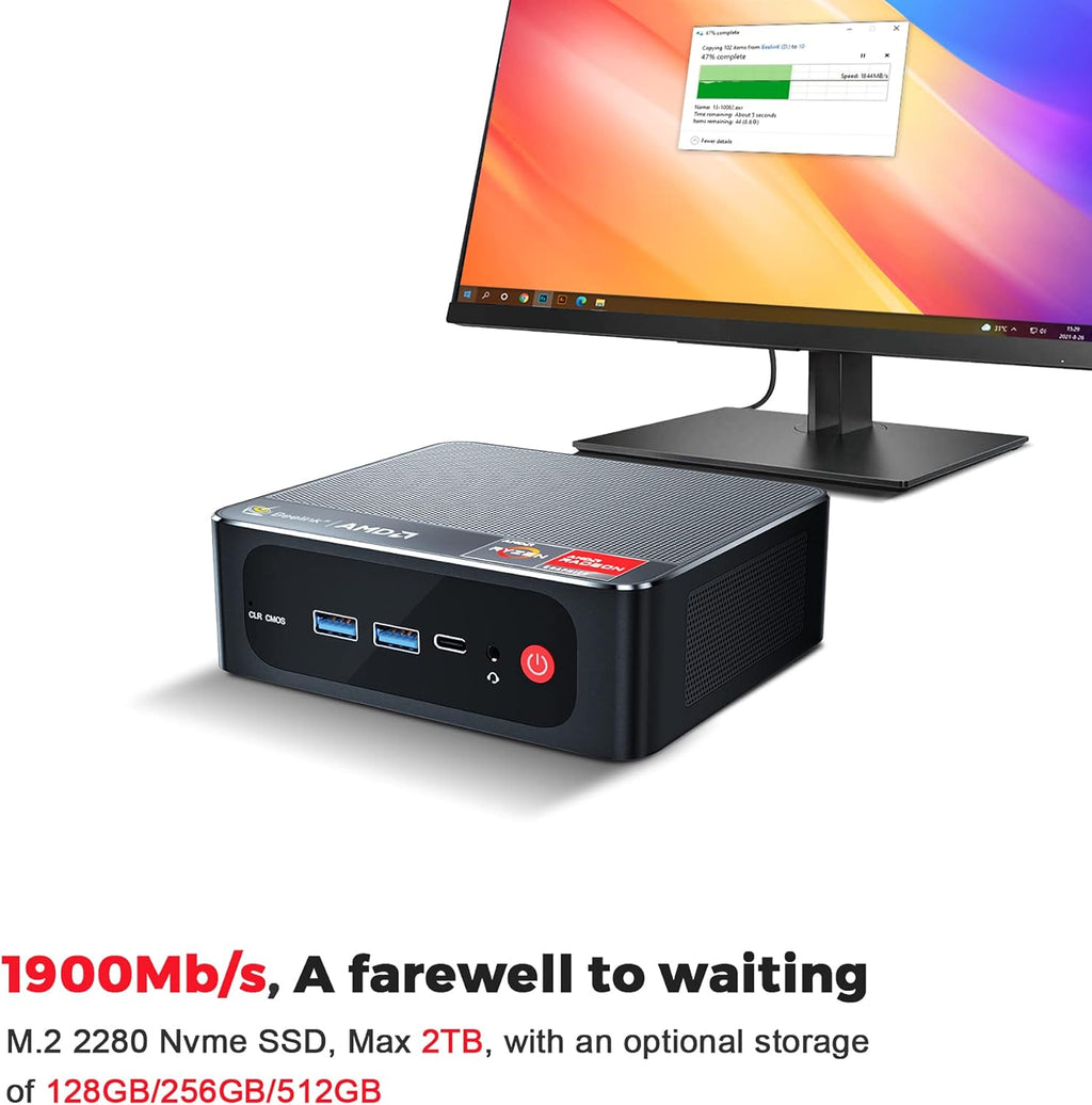 Beelink SER3 Mini PC AMD Ryzen 7 3750H 16GB RAM 500GB SSD Windows 11 Pro E1838