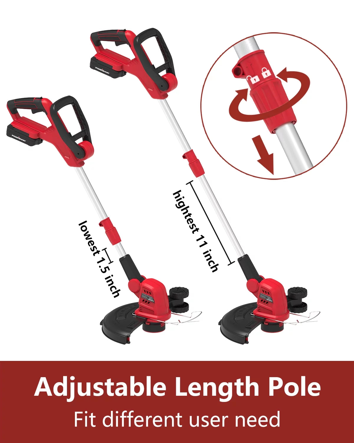 PowerSmart 20V 12-inch Cordless String Trimmer with Battery and Charger Z9905