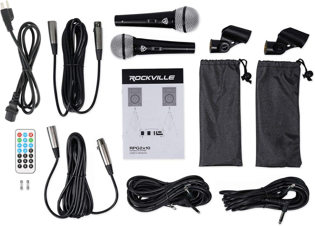 Rockville RPG2X10 PA System with 10" Speakers, Stands, Mics & Bluetooth F701991