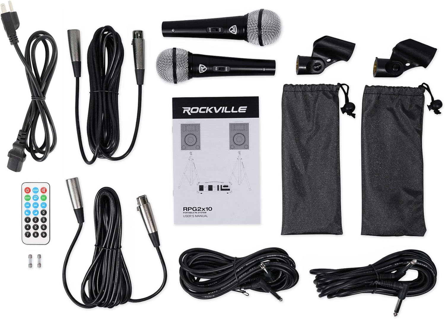 Rockville RPG2X10 PA System with 10" Speakers, Stands, Mics & Bluetooth F701991